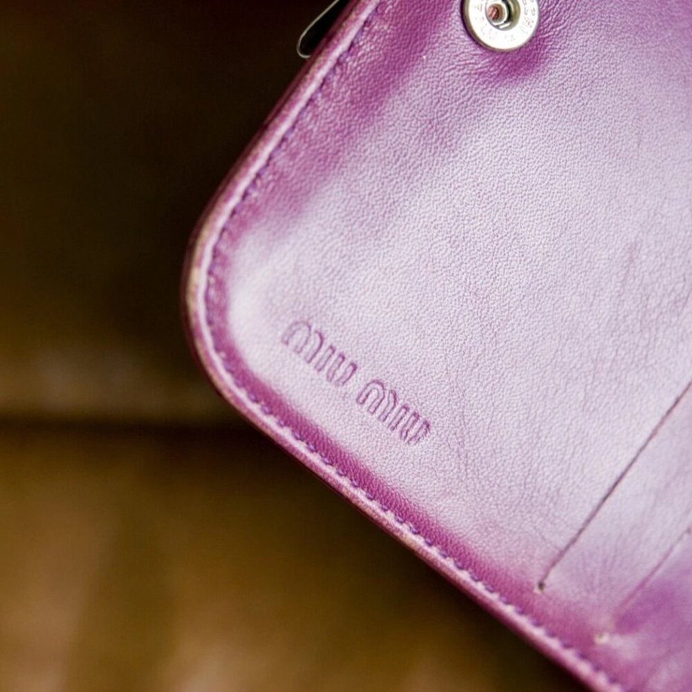 Authentic Miu Miu Pink/Fuchsia Compact Leather Wa… - image 5